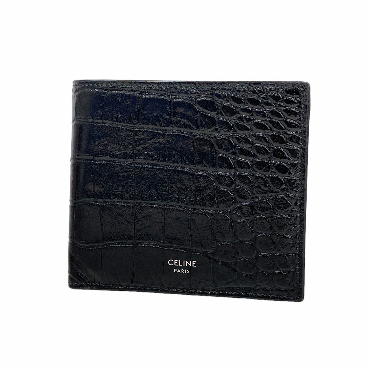 ★最終価格【6ib1496】セリーヌ 財布 レザー ブラック シルバー金具【中古】メンズ