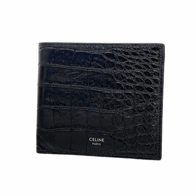★最終価格【6ib1496】セリーヌ 財布 レザー ブラック シルバー金具【中古】メンズ