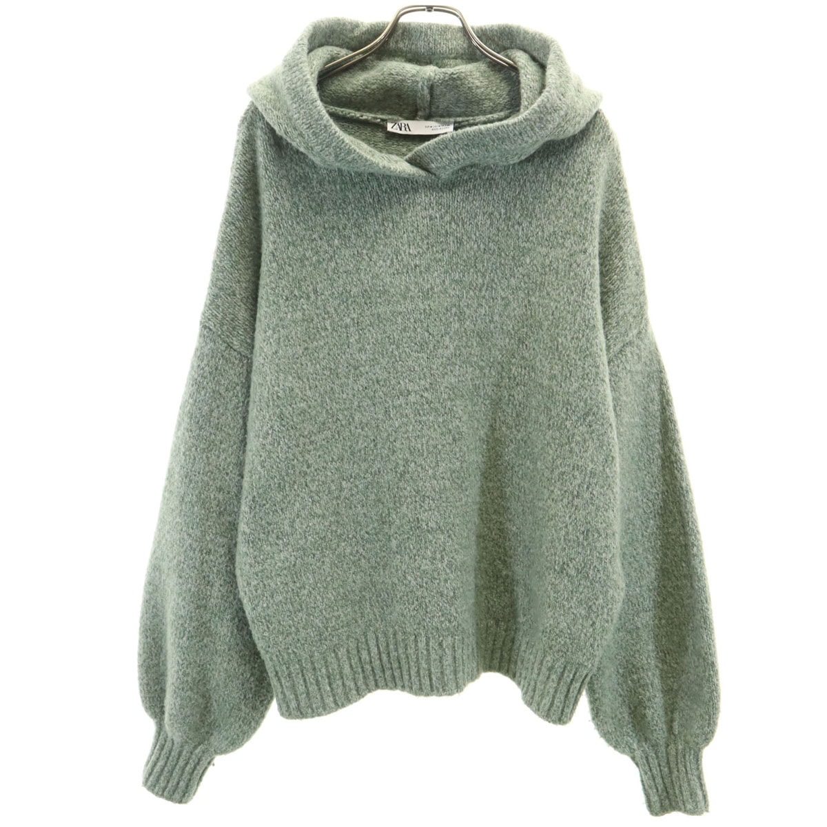 ZARA ザラ 長袖 ニット パーカー M グリーン系