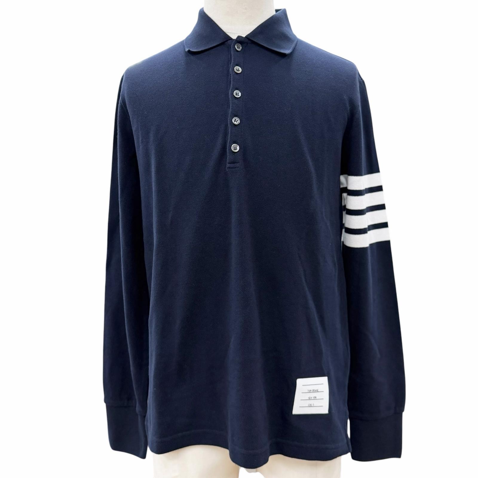 美品 トムブラウン 長袖ポロシャツ 0 MJP137B-07976-415