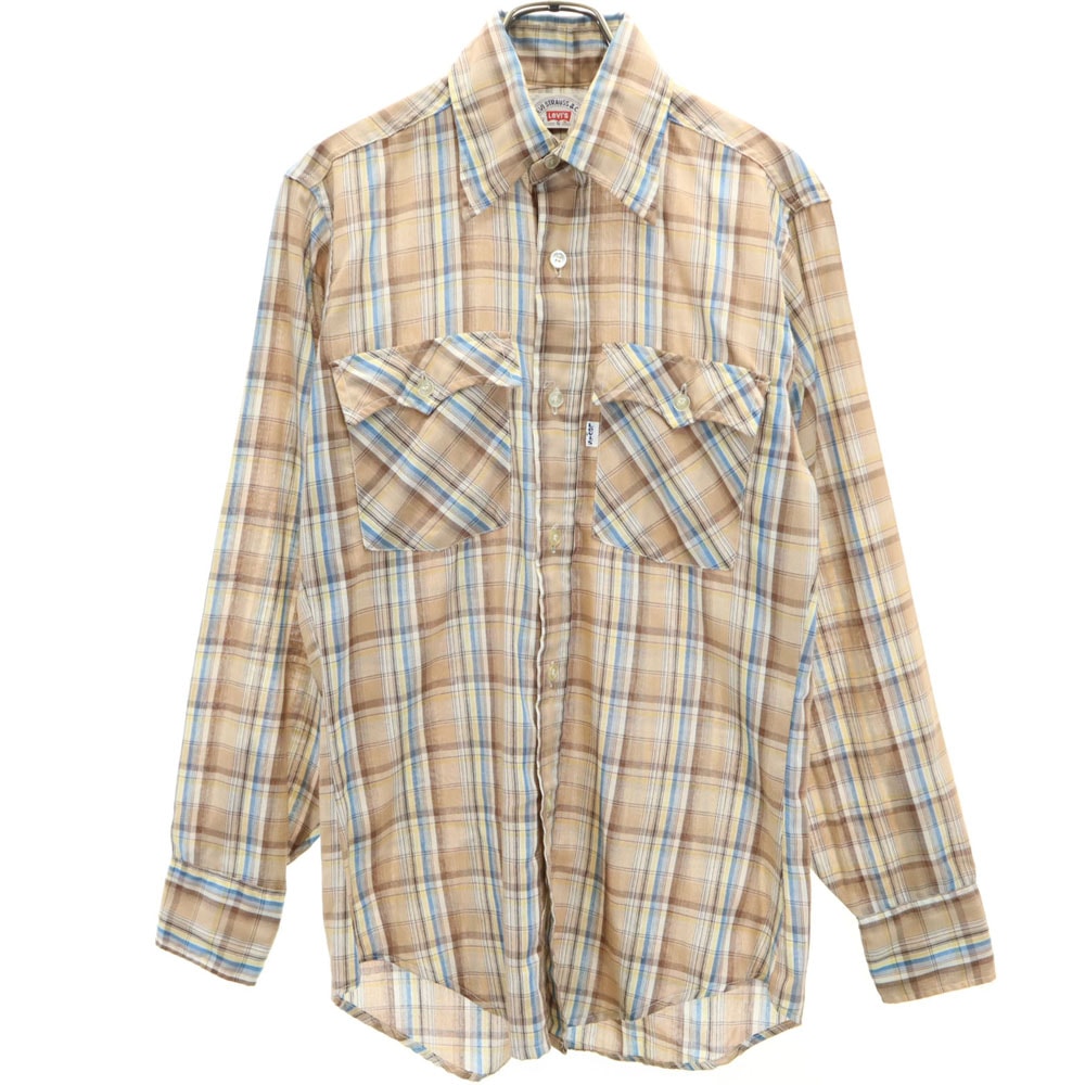 Levi's リーバイス 70s 80s USA製 ヴィンテージ チェック柄 長袖 シャツ S ブラウン系