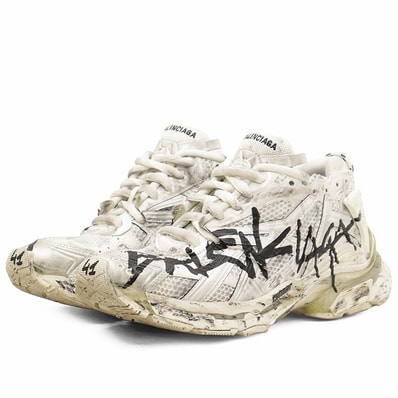 【美品】BALENCIAGA バレンシアガ Runner トラックスニーカー サイズ 41 メンズ Track Sneaker グラフィティ チャンキーソール ロゴ シューズ 靴 箱付属 ホワイト 白