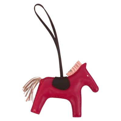 美品 HERMES エルメス ロデオ GM フランボワーズ ローズサクラ ルージュセリエ レザー キーホルダー バッグチャーム Y刻印 601139 【中古】