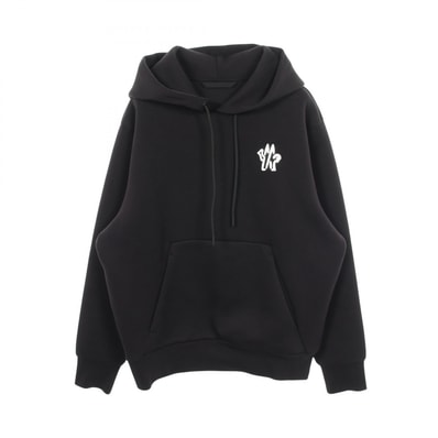 モンクレール MONCLER ロゴ パーカー 衣料品 トップス コットン メンズ ブラック系 【中古】