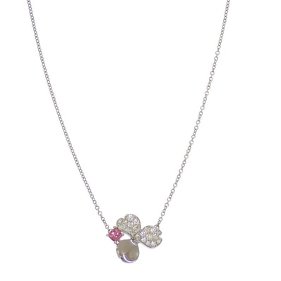 ティファニー TIFFANY&Co. ペーパーフラワー ネックレス Pt950プラチナ ピンクトルマリン レディース【中古】【Aランク】