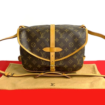 LOUIS VUITTON ルイヴィトン ソミュール30 モノグラム レザー PVC ショルダーバッグ ブラウン
93035