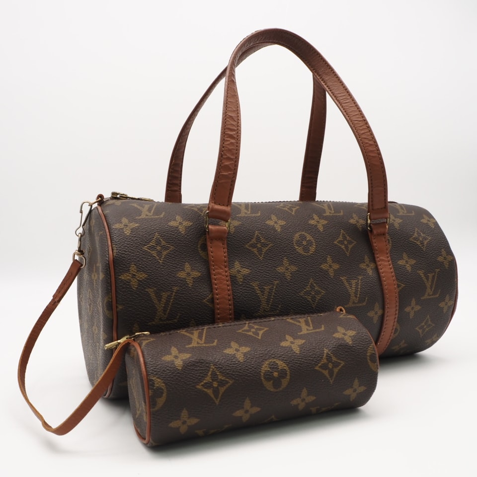 LOUIS VUITTON ルイ・ヴィトン モノグラム パピヨン30 M51365 ハンドバッグ ブラウン ベージュ コーティングキャンバス レザー レディース