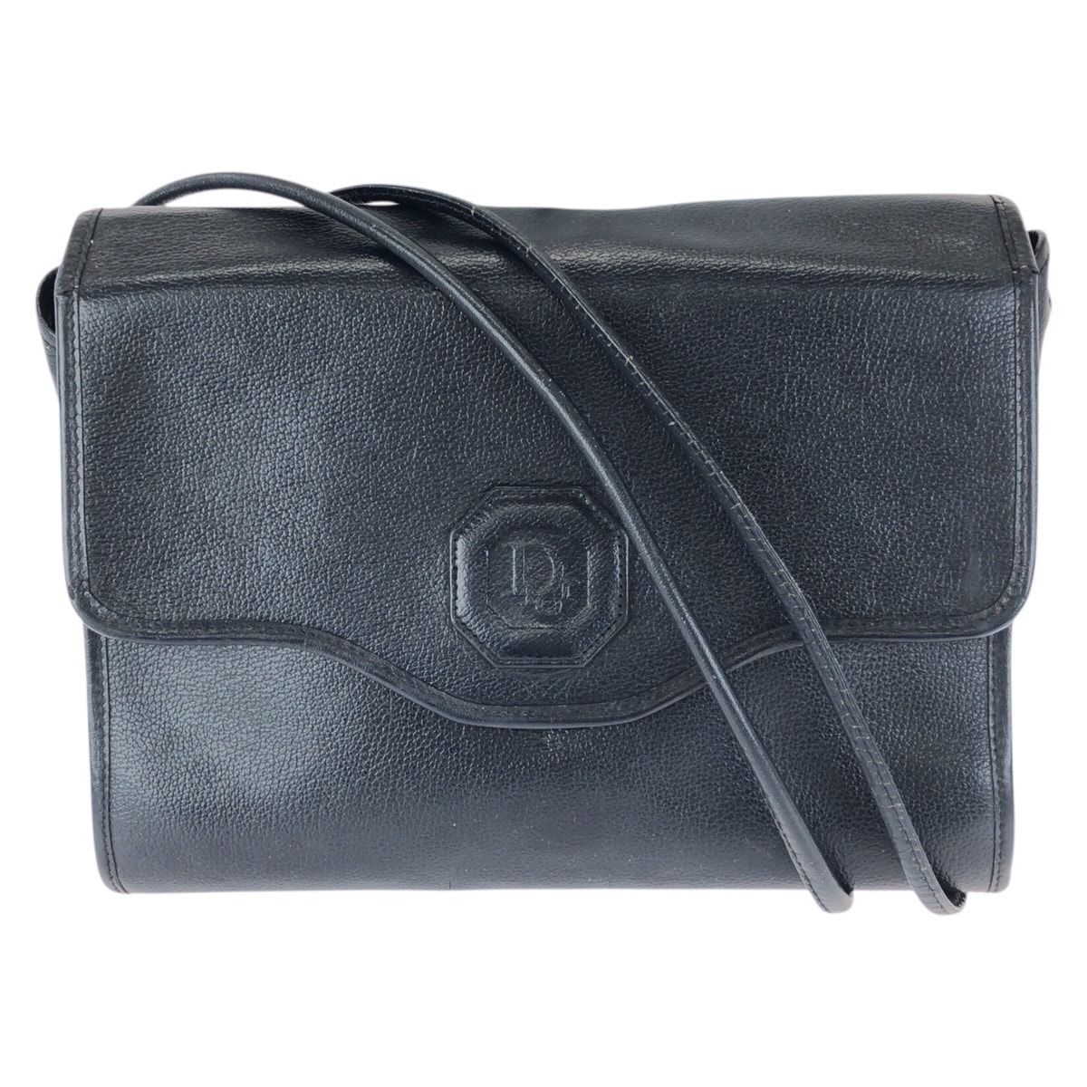 Christian Dior クリスチャンディオール ヴィンテージ トロッター ネイビー ゴールド金具 レザー ショルダーバッグ 603166 【中古】