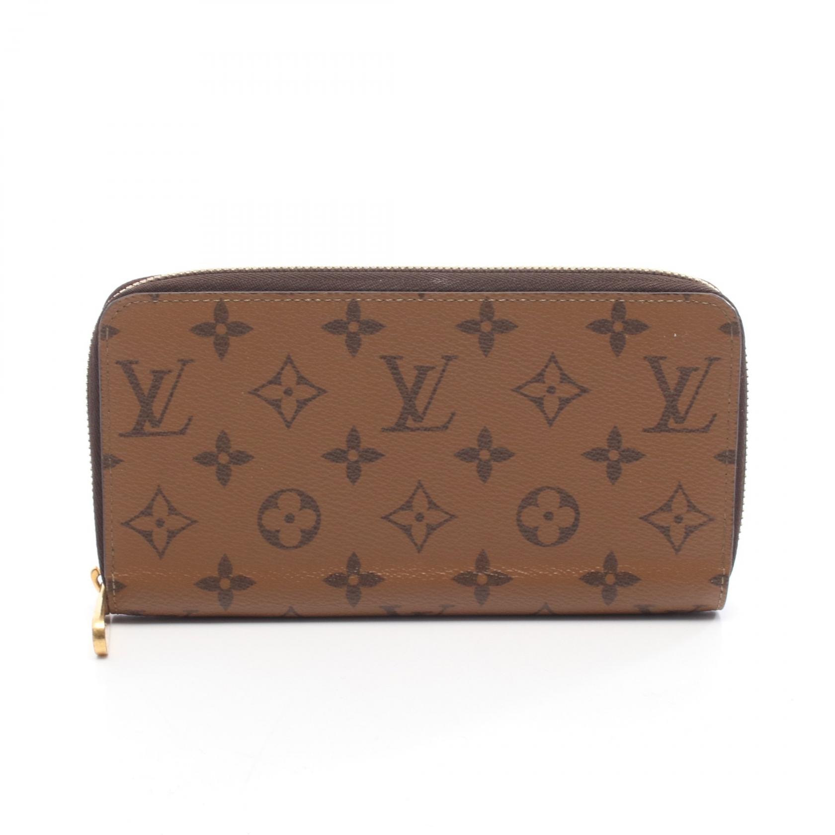 ルイ・ヴィトン LOUIS VUITTON ジッピーウォレット ラウンド長財布 財布 PVCコーティングキャンバス モノグラム・リバース レディース ブラウン系 M82444 【中古】