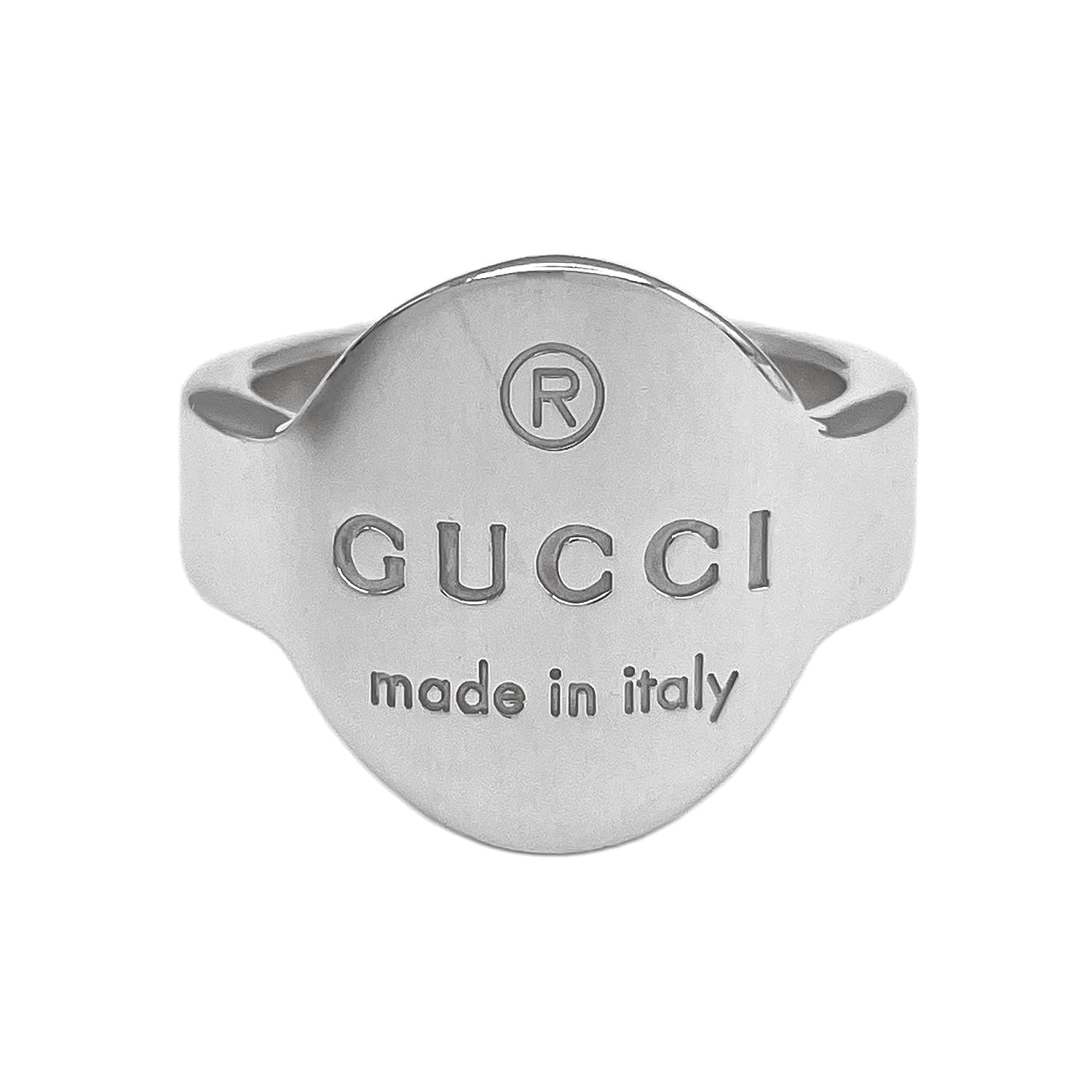 GUCCI グッチ トレードマーク オーバル ロゴ リング・指輪
 SV925 12号 シルバー 新品仕上済 ユニセックス
 【中古】