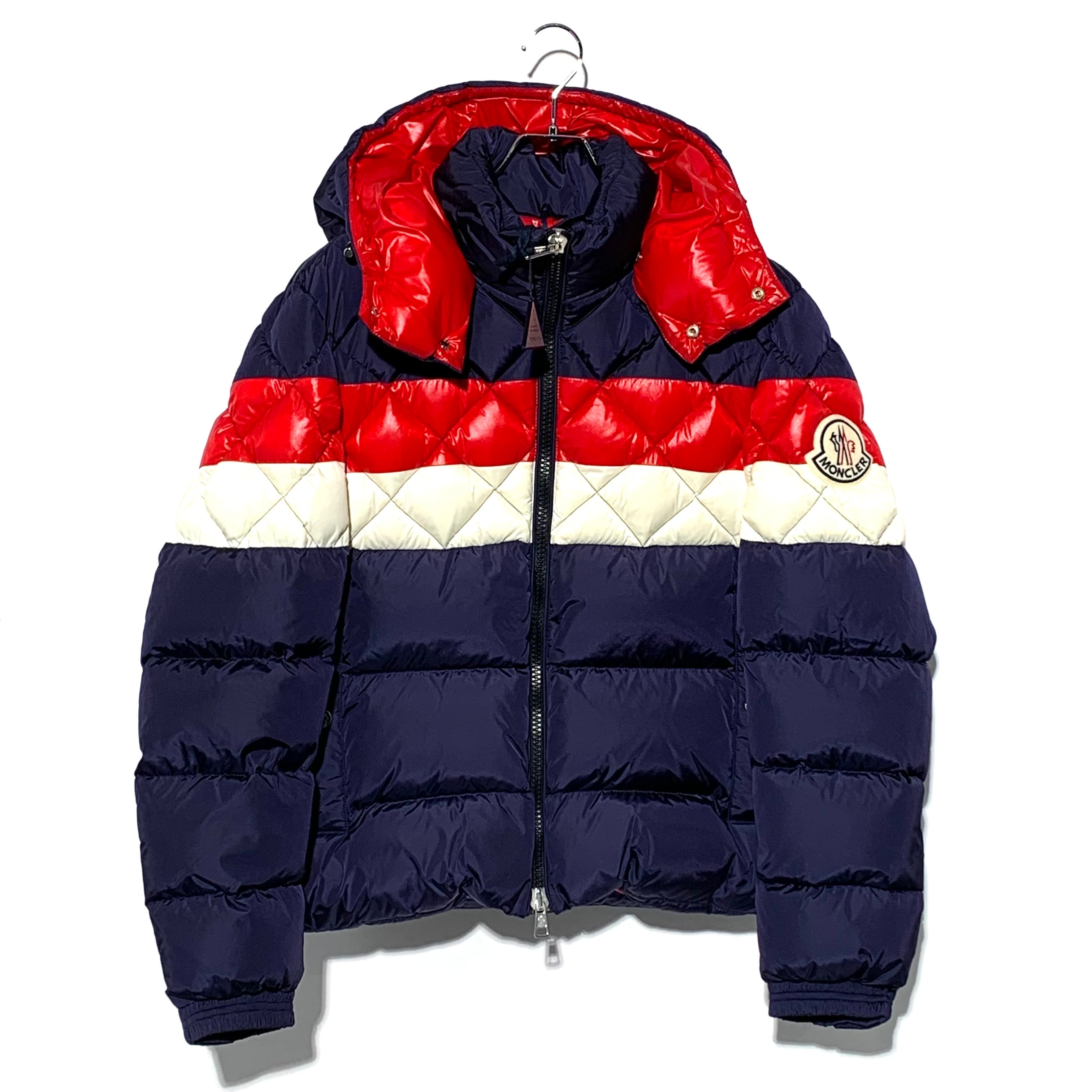 MONCLER JANVRY GIUBBOTTO Tricolor Hooded Down Jacket "Navy"