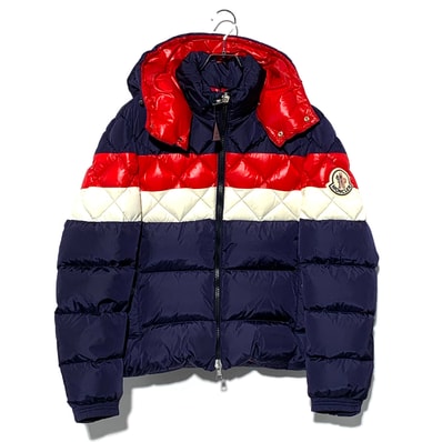 MONCLER JANVRY GIUBBOTTO Tricolor Hooded Down Jacket "Navy"