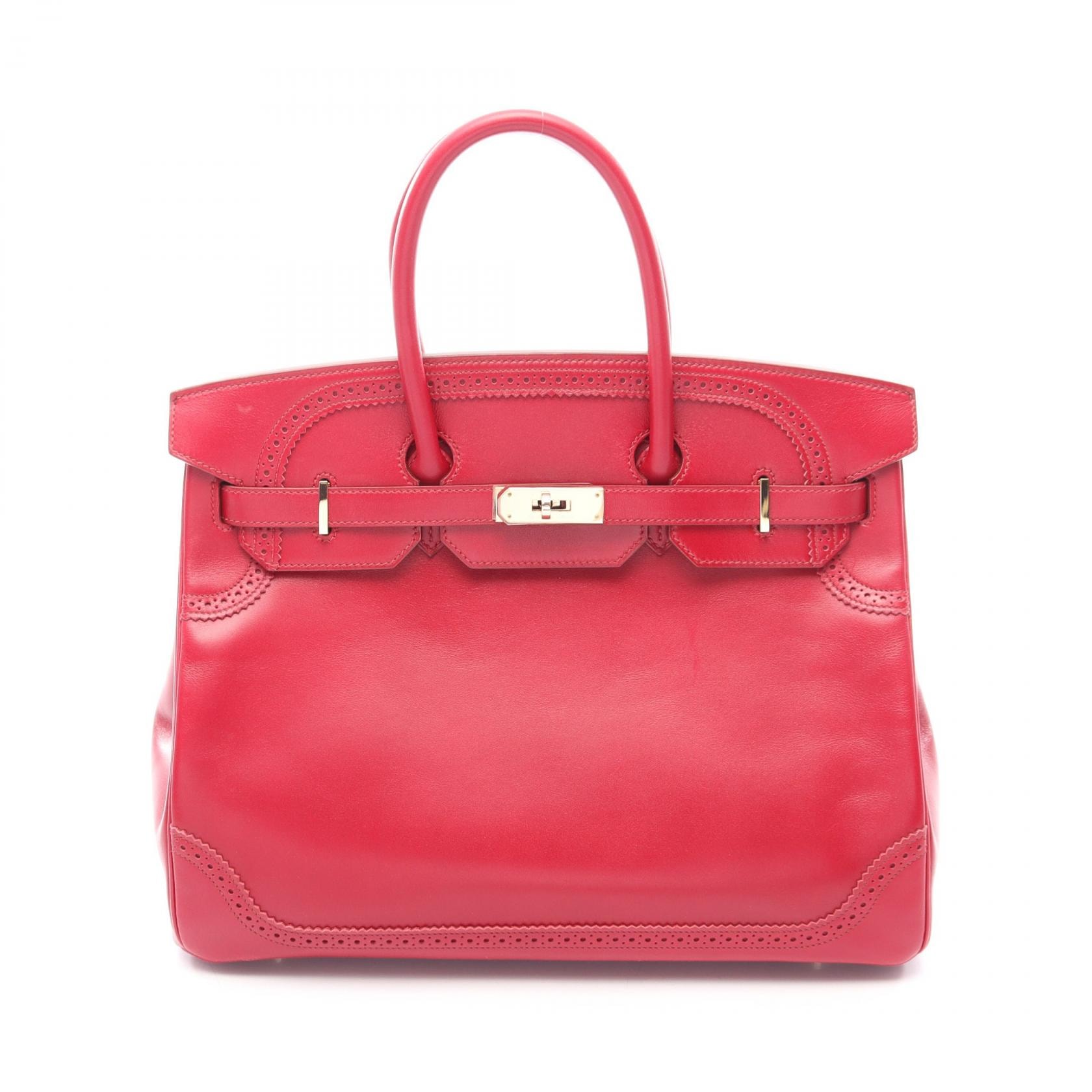 エルメス HERMES バーキン35 ギリーズ ルビー ハンドバッグ バッグ レザー ヴォータデラクト ルビー □P刻印(2012年製造) レディース レッド系 【中古】