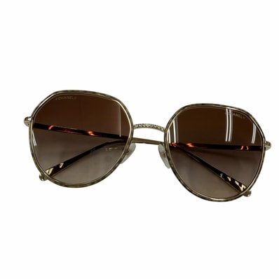 極美品 シャネル サングラス ゴールド レディース 55□19 4251-J