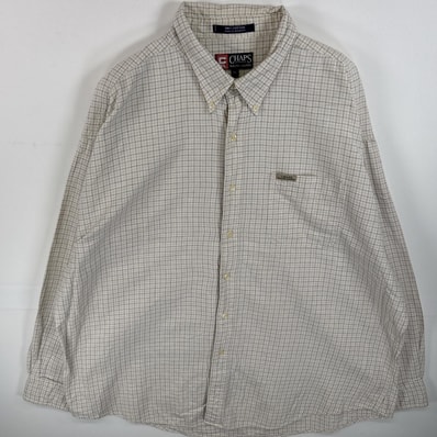 古着 チャップスラルフローレン CHAPS RALPHLAUREN 長袖シャツ ボタンダウンシャツ ワンポイント ロゴ 大きいサイズ 14041 ホワイト系 チェック メンズ
