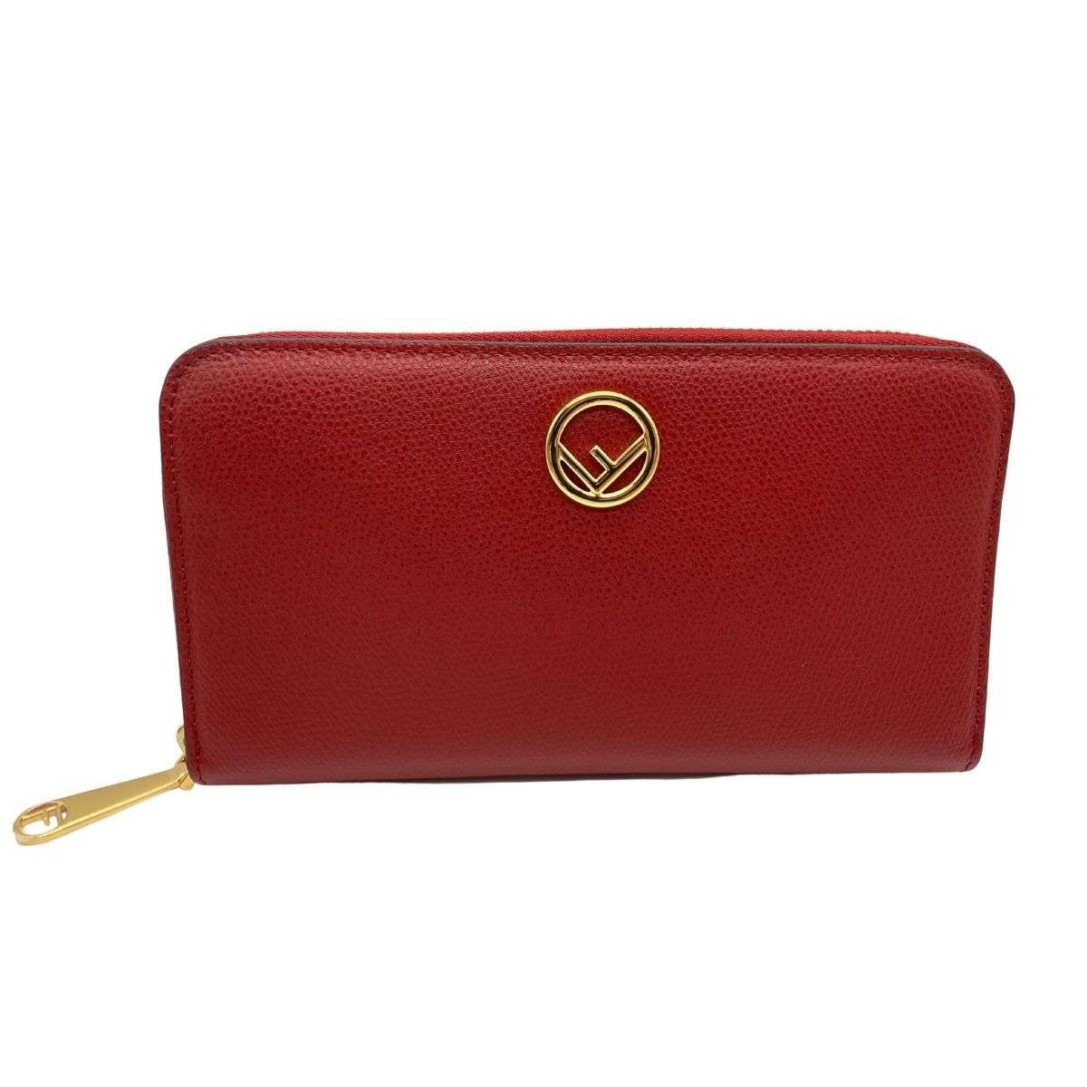 FENDI F Is Fendi Zip Around Wallet "Red"