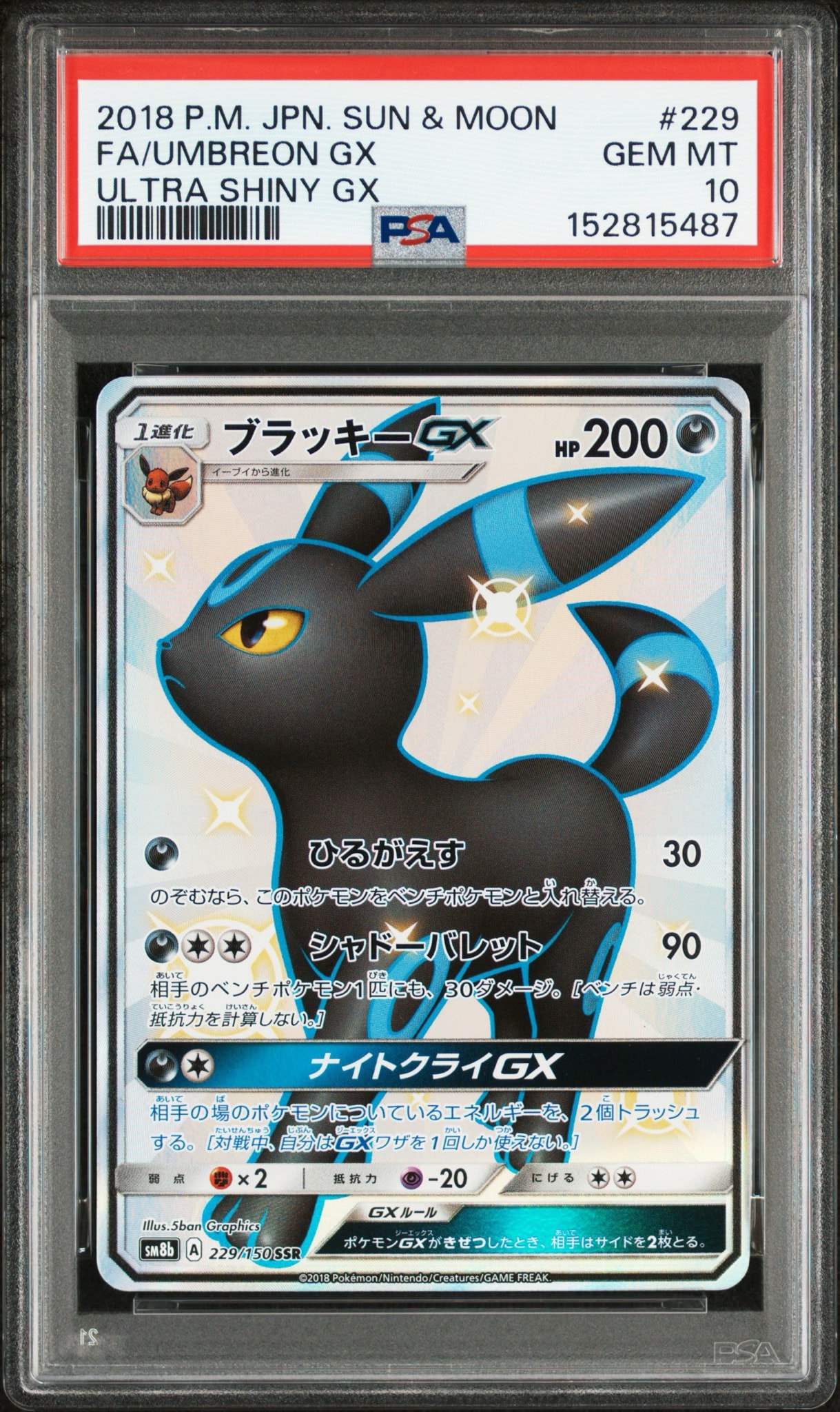 PSA10】ブラッキーGX SSR[SM8b 229/150](ハイクラスパック「GXウルトラ