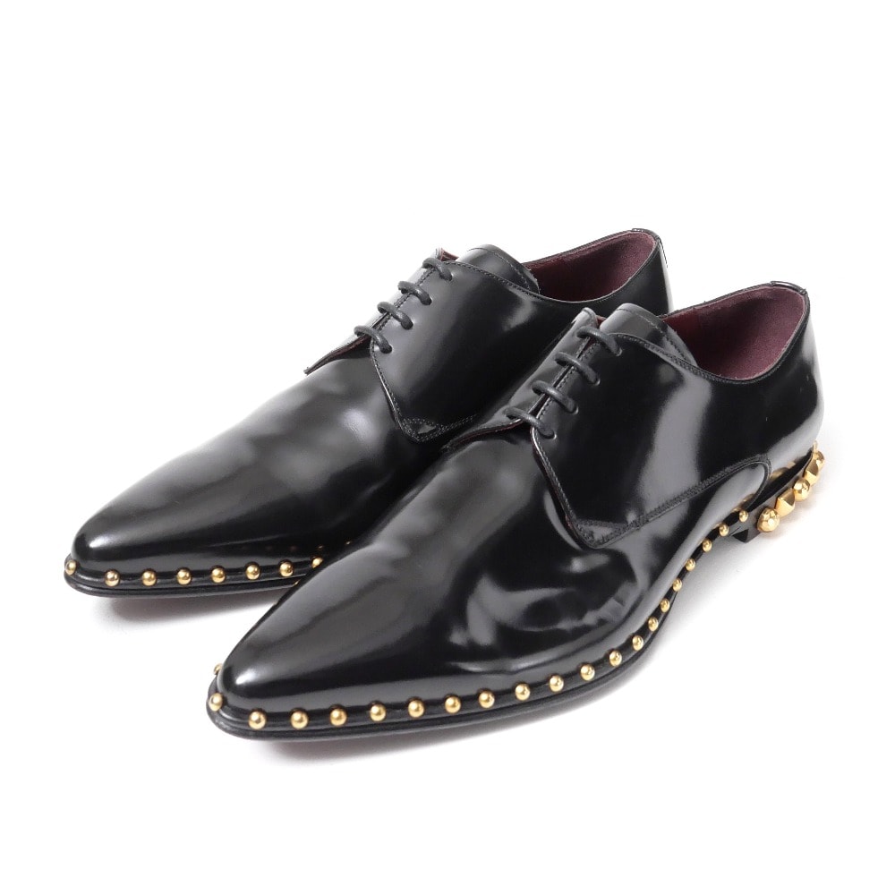 DOLCE&GABBANA ドルチェアンドガッバーナ ドレスシューズ サイズ8 スタッズ ポインテッドトゥ レザー 靴 ブランド古着【中古】20260427/RA9281