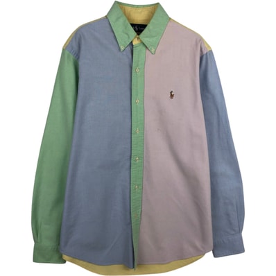 古着 ラルフローレン Ralph Lauren CUSTOM FIT クレイジーパターン 長袖 ボタンダウンシャツ メンズM相当/eaa634486