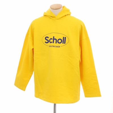 【中古】バレンシアガ BALENCIAGA Scholl コットン プルオーバー パーカー イエロー【サイズS】【メンズ】