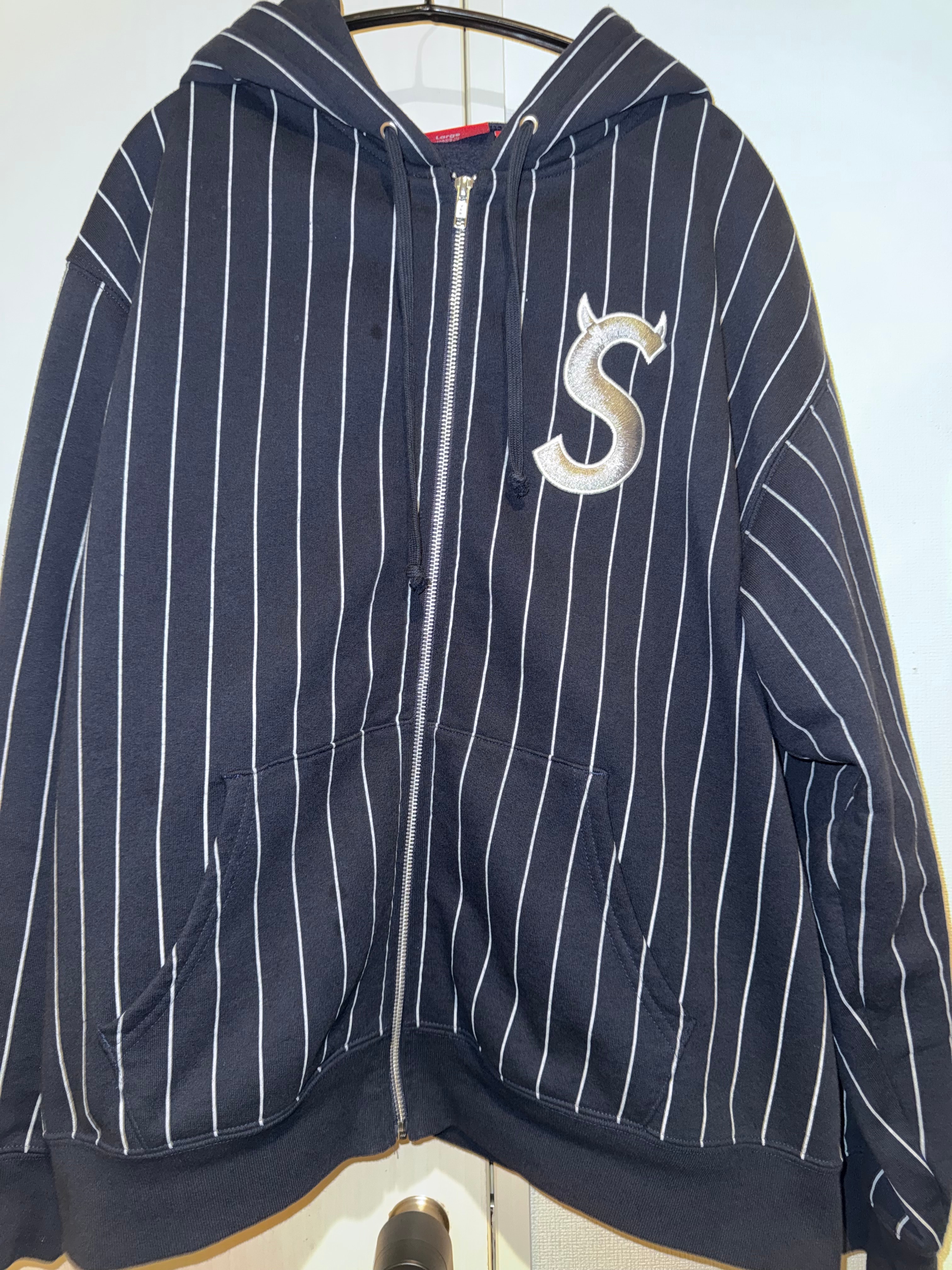 Supreme Devil S Logo Zip Up Hooded Sweatshirt "Stripe"