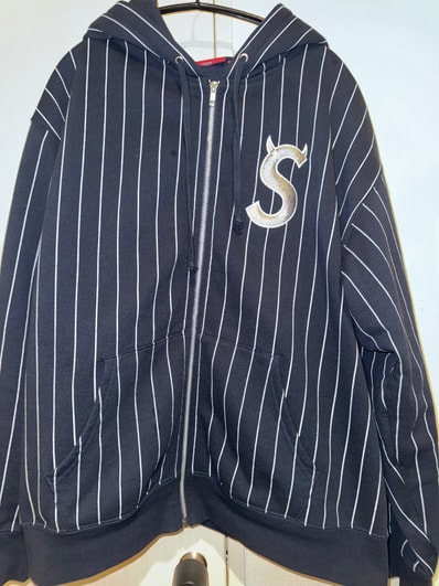 Supreme Devil S Logo Zip Up Hooded Sweatshirt "Stripe"
