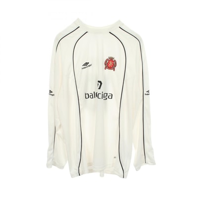 バレンシアガ BALENCIAGA PARIS SOCCER メッシュテクニカルジャージー 長袖Tシャツ 衣料品 トップス ポリエステル メンズ ホワイト系 / ブラック系 / レッド系 【中古】