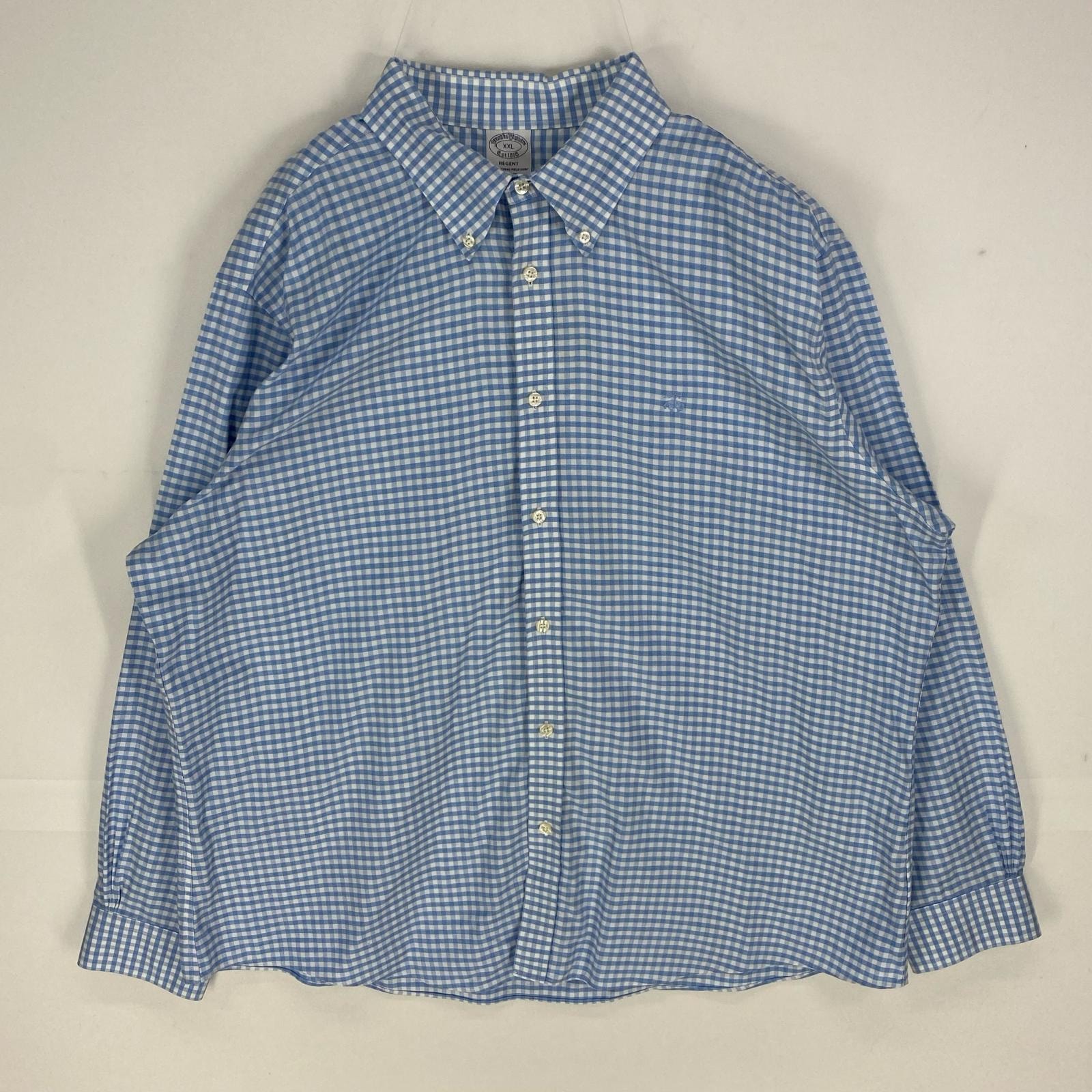 古着 ブルックスブラザーズ Brooks Brothers 長袖シャツ ボタンダウン ワンポイント ロングスリーブ 2XL ブルー系 チェック メンズ