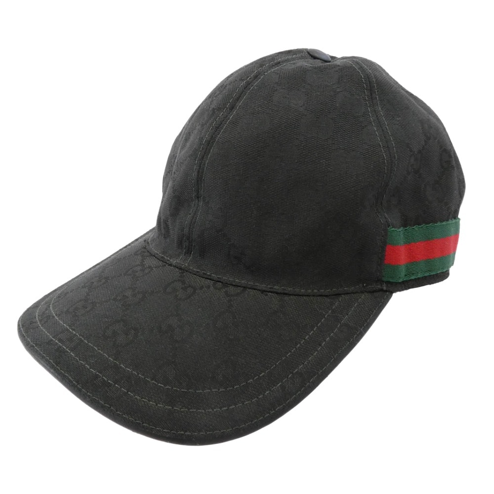 GUCCI グッチ キャップ 200035 KQWBG GGキャンバス シェリーライン ベースボール キャップ 帽子 ブラック系 XL【中古】