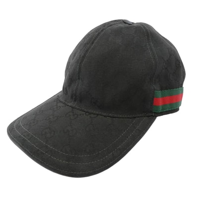GUCCI グッチ キャップ 200035 KQWBG GGキャンバス シェリーライン ベースボール キャップ 帽子 ブラック系 XL【中古】