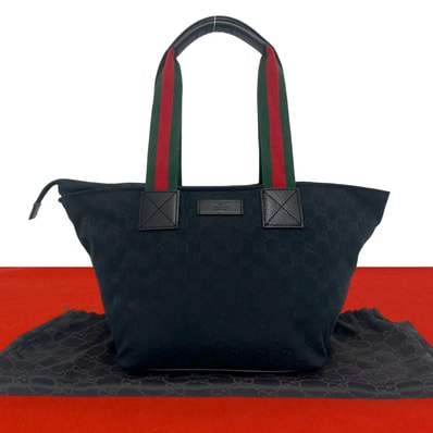 GUCCI グッチ シェリーライン GG ロゴ 柄 キャンバス レザー ハンドバッグ ブラック
37657