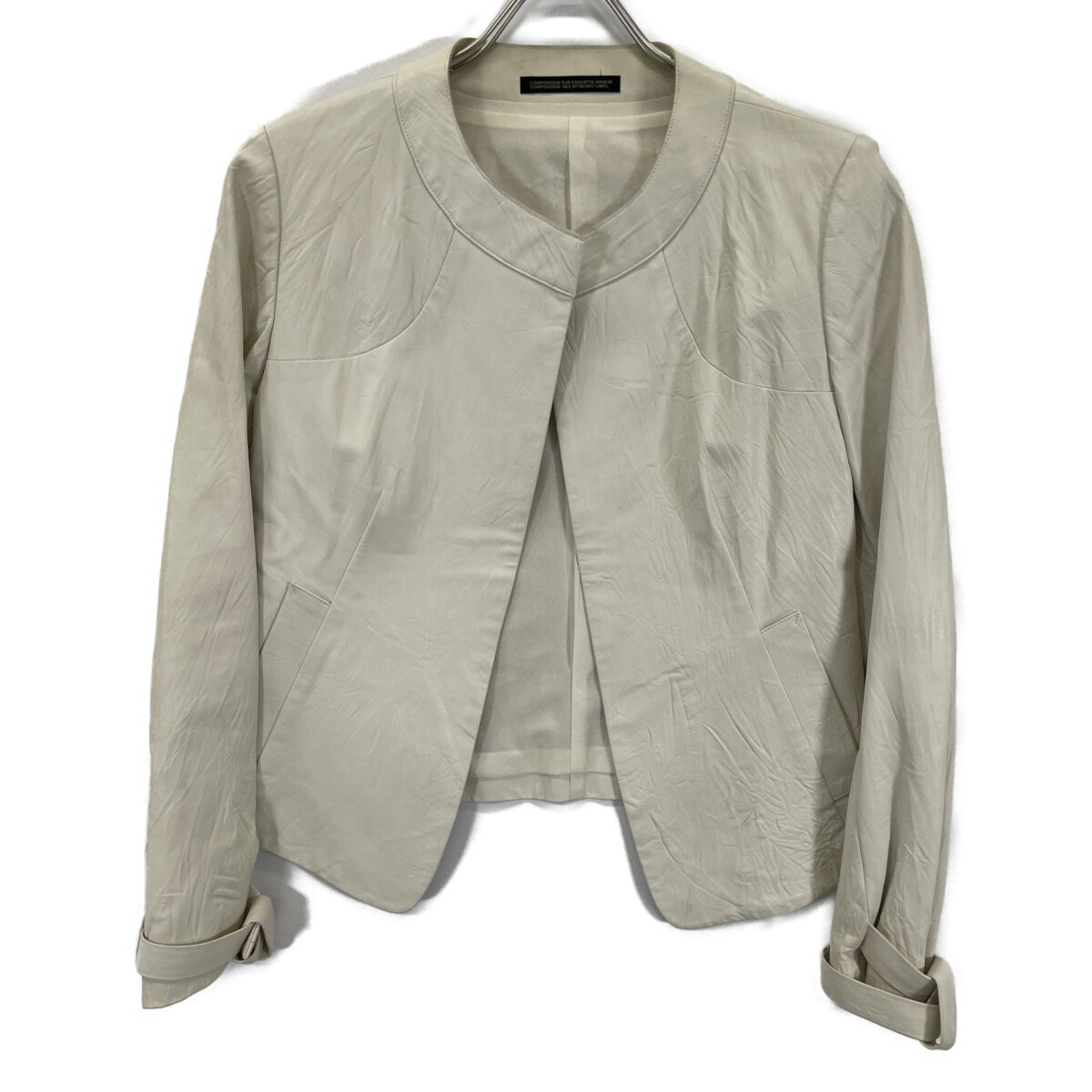 ヨウジヤマモト ホワイト FR-J20-706 牛革 ノーカラージャケット 1