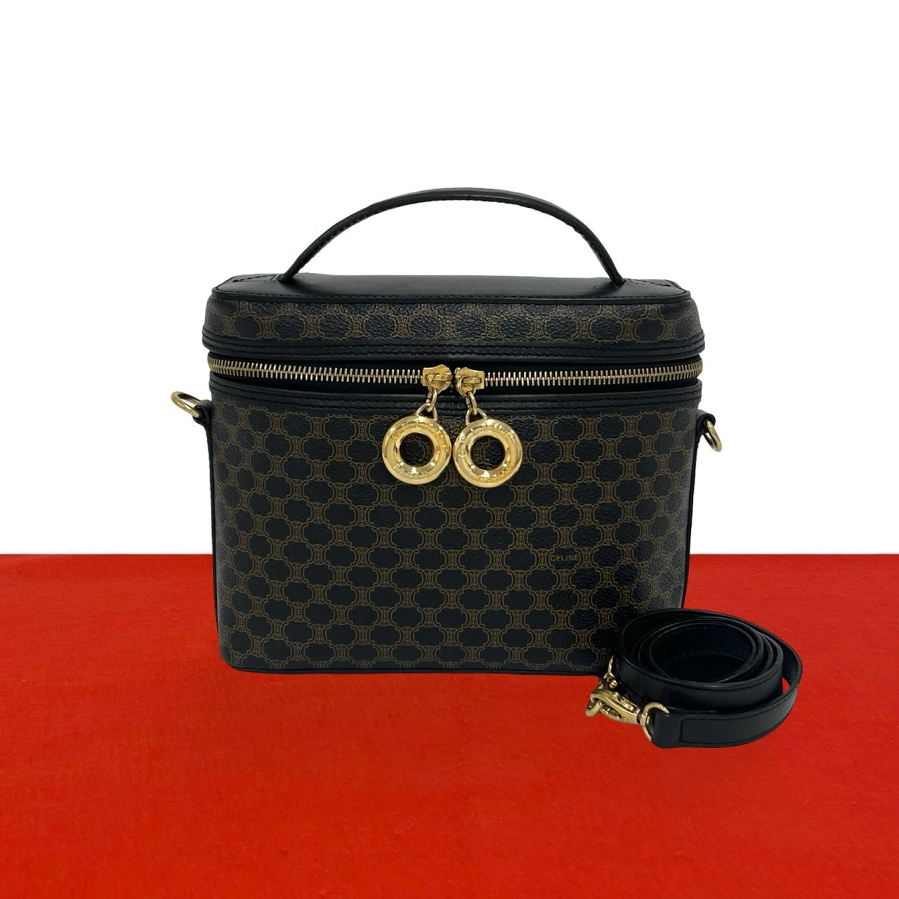 CELINE セリーヌ マカダム ブラゾン 柄 レザー PVC ショルダーバッグ ブラック
 72919