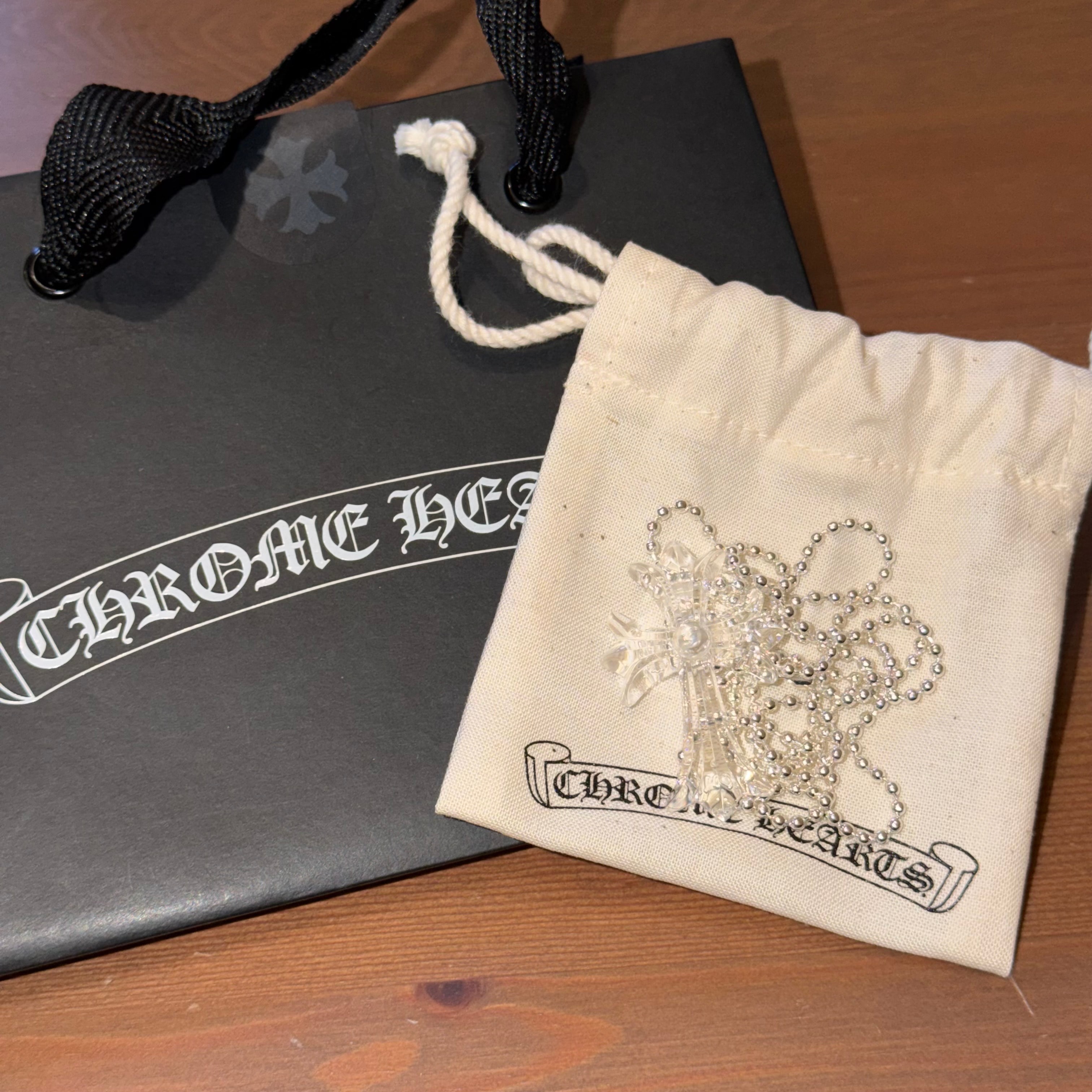 Chrome Hearts Rubber Small CH Cross Silicon Necklace "Clear"