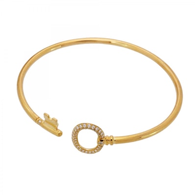 【6jdb0427-29】ティファニー バングル オーバルキー/ワイヤー K18YG イエローゴールド ダイヤモンド【中古】レディース