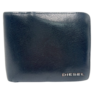 DIESEL ディーゼル ブラック 黒 レザー 二つ折り財布 折財布 コンパクトウォレット 600546 【中古】