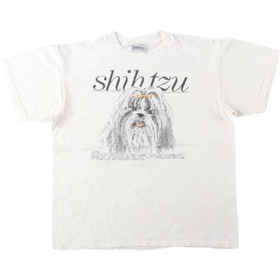 古着 90年代 オニータ ONEITA SHIH TZU シーズー 犬柄 アニマルTシャツ USA製 レディースL相当 ヴィンテージ/eaa635576