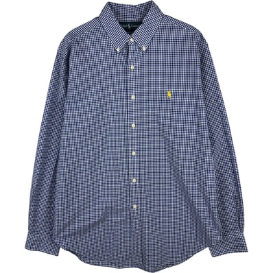 古着 ラルフローレン Ralph Lauren CLASSIC FIT クラシックフィット ギンガムチェック 長袖 ボタンダウンチェックシャツ メンズL相当/eaa616019