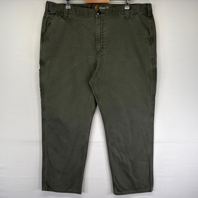 古着 カーハート Carhartt パンツ ワークパンツ ダック 大きいサイズ リラックスフィット ジッパーフライ w42 L30 カーキ系 メンズ