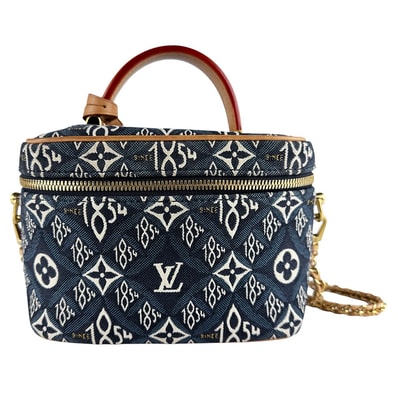 ルイ ヴィトン LOUIS VUITTON ハンドバッグ ショルダーバッグ Since 1854 ヴァニティバッグ NV ファブリック ネイビー ゴールド レディース M57403【中古】 z10097
