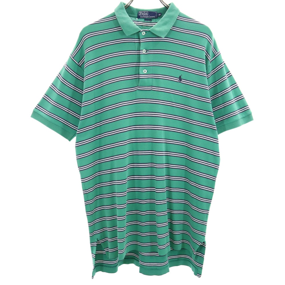 Polo by Ralph Lauren ポロバイラルフローレン ボーダー柄 半袖 ポロシャツ M グリーン
