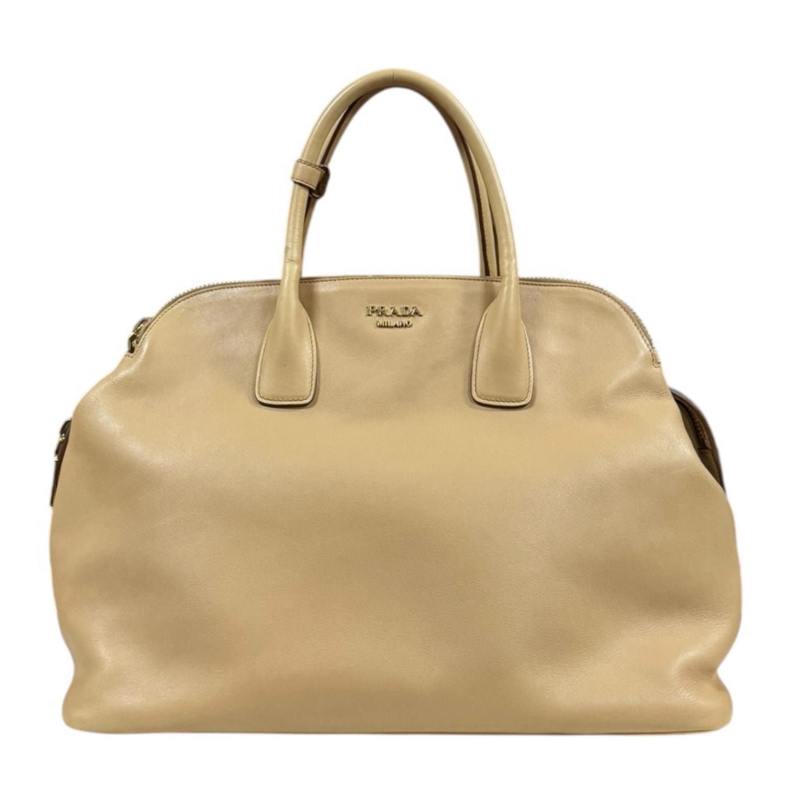 プラダ ハンドバッグ レザー ベージュ レディース PRADA  中古