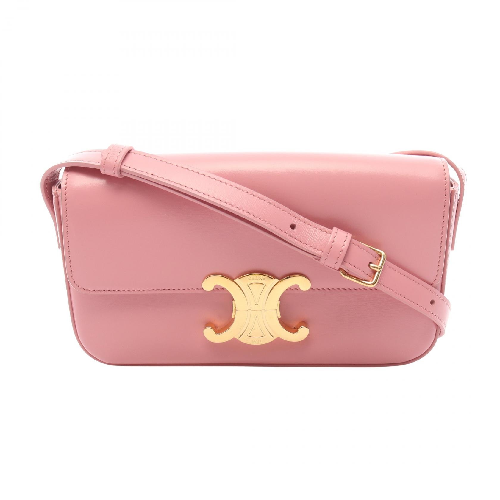 セリーヌ CELINE クロード ショルダーバッグ バッグ レザー レディース ピンク系 【中古】