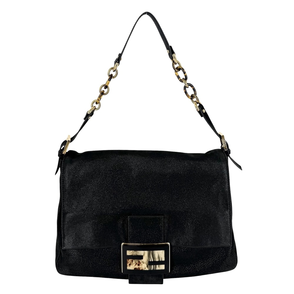 FENDI フェンディ ハンドバッグ ビッグマンマバケット 肩掛け 8BR638 レザー    ブラック 黒 ゴールド金具 レディース【中古品】
