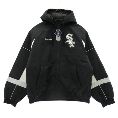 Supreme シュプリーム 25AW × Chicago White Sox シカゴ ホワイトソックス Stadium Jacket スタジアム ジャケット フーデッド スタジャン Lサイズ ダークネイビー系 L【極上美品】【中古】