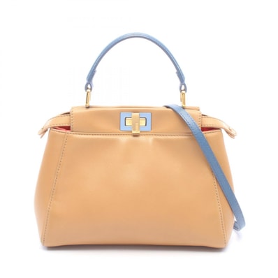 フェンディ FENDI ミニピーカブー 2WAY ハンドバッグ バッグ レザー レディース ブラウン系 / ブルー系 8BN244 【中古】