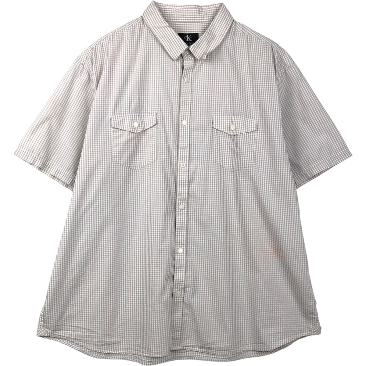 古着 カルバンクライン Calvin klein ギンガムチェック 半袖 コットン チェックシャツ メンズXXL相当/eaa655391