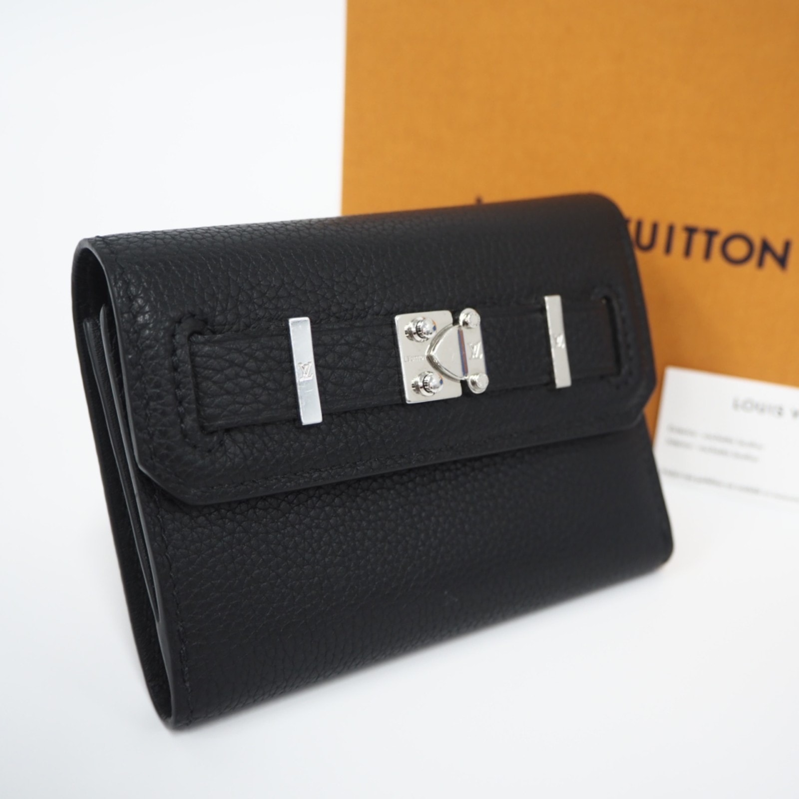 美品 LOUIS VUITTON ルイ・ヴィトン ミレジム カーフレザー ジョルジュ ウォレット M25965 三つ折り財布 ブラック カーフレザー メンズ