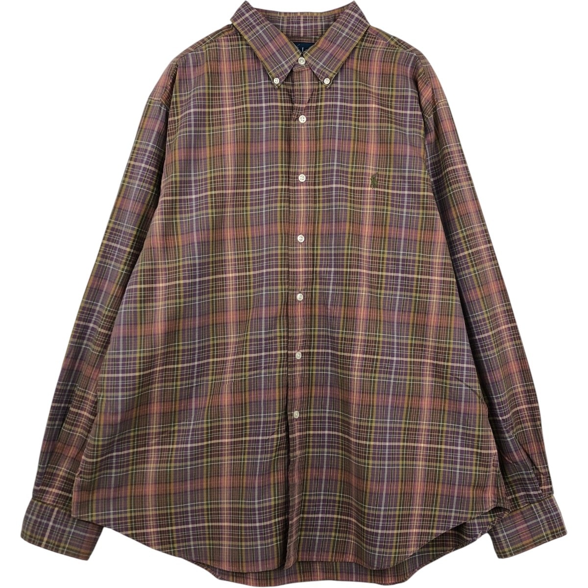 古着 ラルフローレン Ralph Lauren CLASSIC FIT クラシックフィット 長袖 ボタンダウンチェックシャツ メンズXL相当/eaa676750