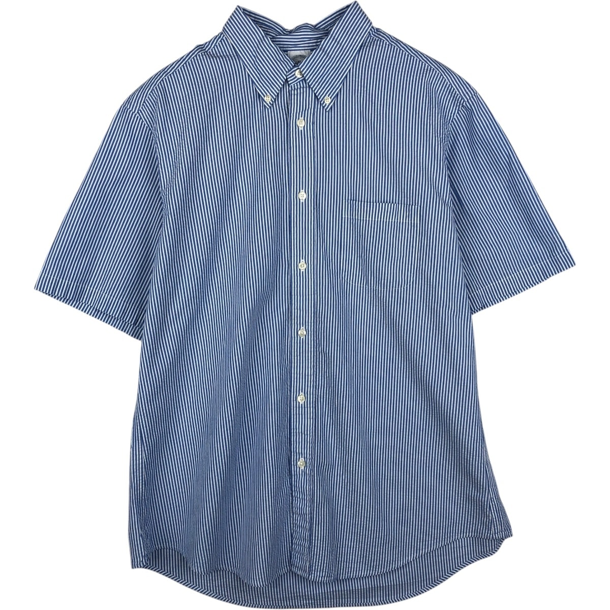 古着 ブルックスブラザーズ Brooks Brothers 1818 シアサッカー 半袖 ボタンダウン ストライプシャツ メンズXL相当/eaa644943
